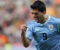 Uruguay's striker Luis Suarez celebrates
